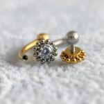 Minibarbell Curvo Titânio Rosca Interna Flor Zircônia - Imagem 3