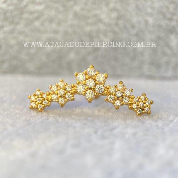 Labret Aço Rosca Interna Flores Zircônias - Imagem 2