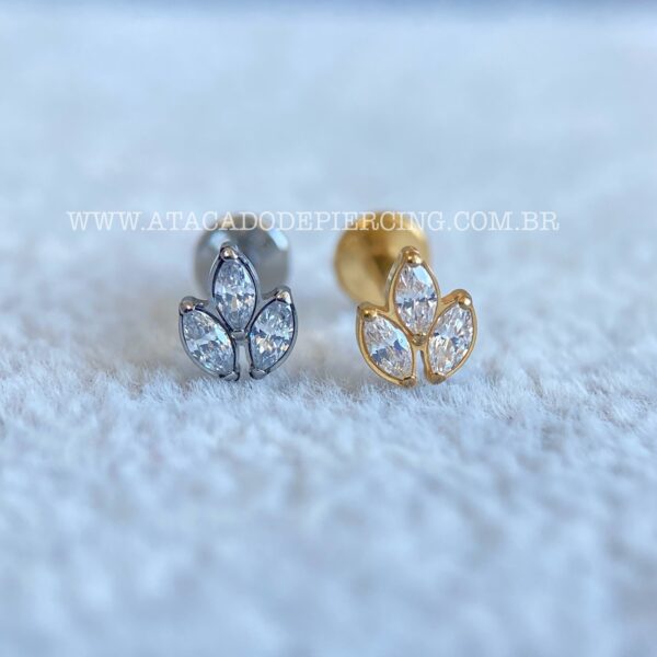 Labret Rosca Interna Titânio Flor de Lotus Zircônia - Imagem 1