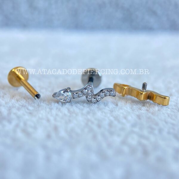 Labret Rosca Interna Titânio Cobra Zircônias - Imagem 4