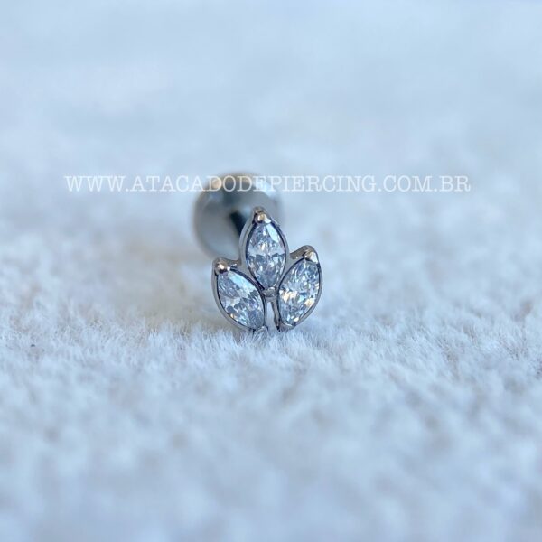 Labret Rosca Interna Titânio Flor de Lotus Zircônia - Imagem 4