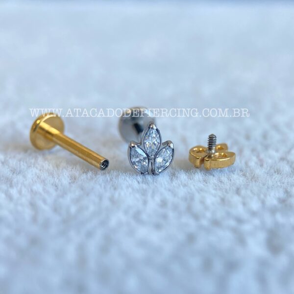 Labret Rosca Interna Titânio Flor de Lotus Zircônia - Imagem 2