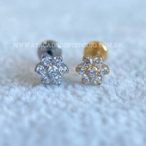 Labret Rosca Interna Titânio Flor Zircônias