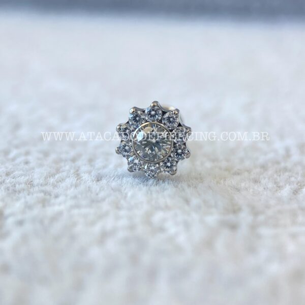 Labret Rosca Interna Titânio Flor Zircônias - Imagem 3