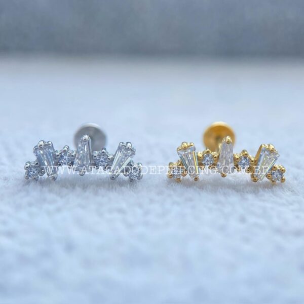Labret Aço Rosca Interna Cluster Zircônias - Imagem 1