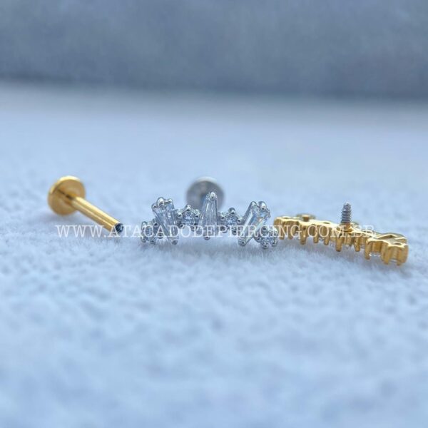 Labret Aço Rosca Interna Cluster Zircônias - Imagem 3
