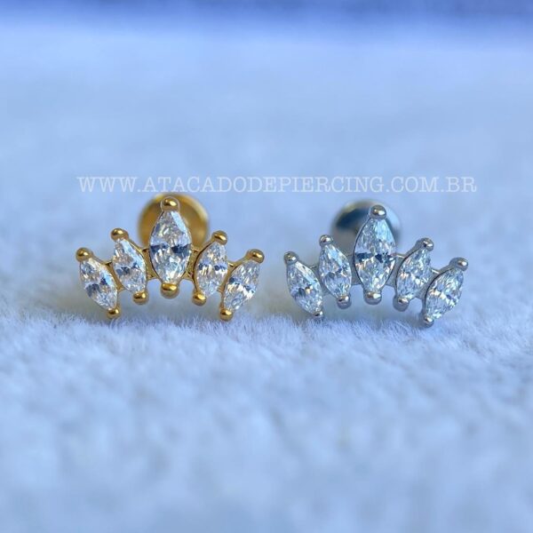 Labret Aço Rosca Interna Cluster Zircônias - Imagem 1