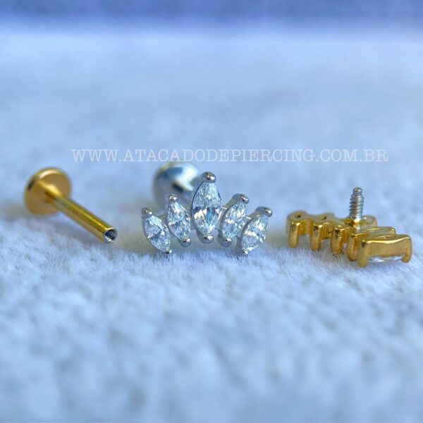 Labret Aço Rosca Interna Cluster Zircônias - Imagem 3