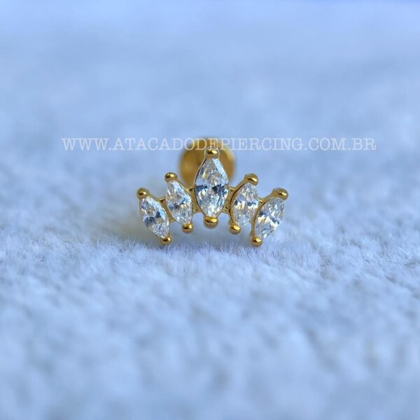 Labret Aço Rosca Interna Cluster Zircônias - Imagem 2