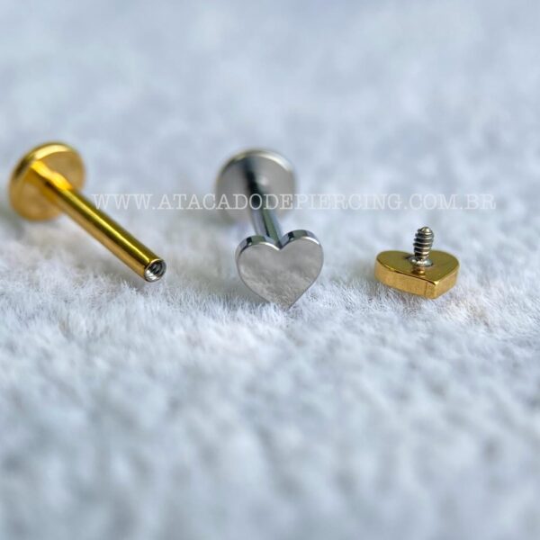 Labret Aço Rosca Interna Coração - Imagem 3