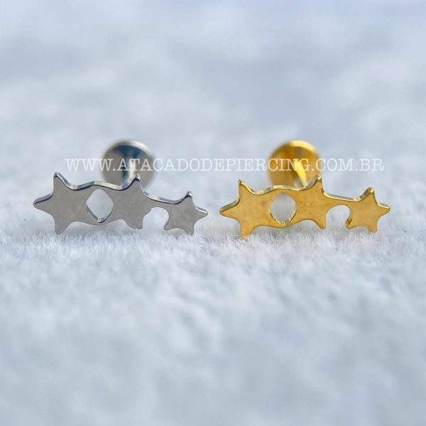 Labret Titânio Rosca Interna Estrelas - Imagem 1