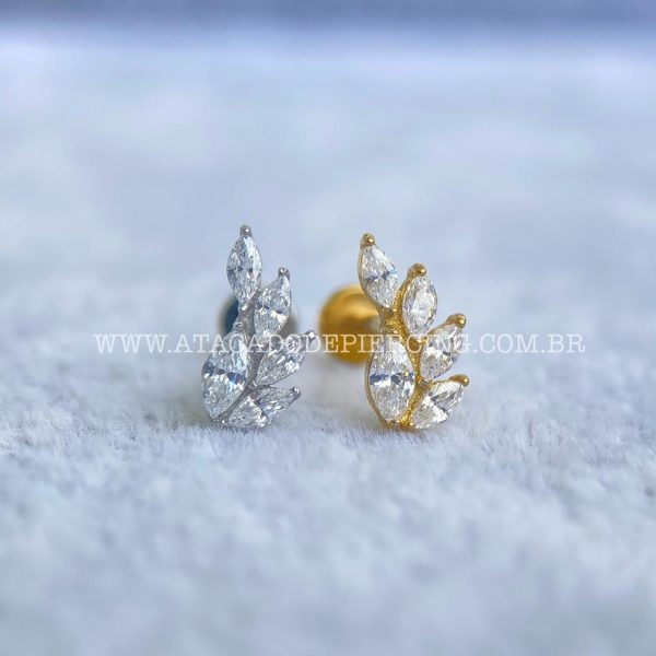 Labret Aço Rosca Interna Cluster Zircônias - Imagem 1
