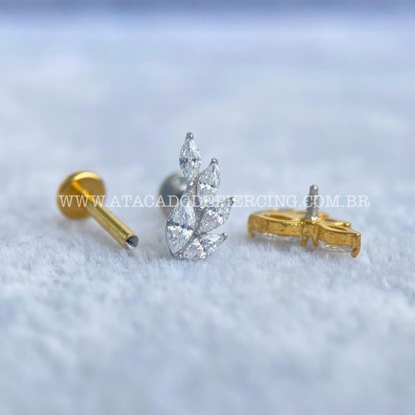 Labret Aço Rosca Interna Cluster Zircônias - Imagem 4