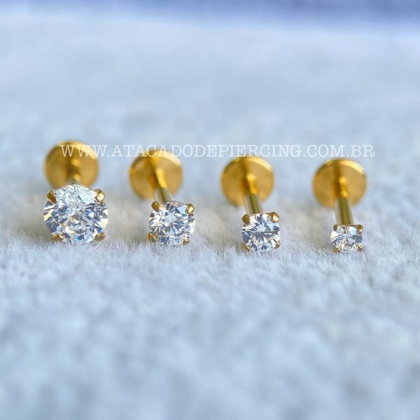 Labret Aço Rosca Interna Zircônia Redonda - Imagem 2