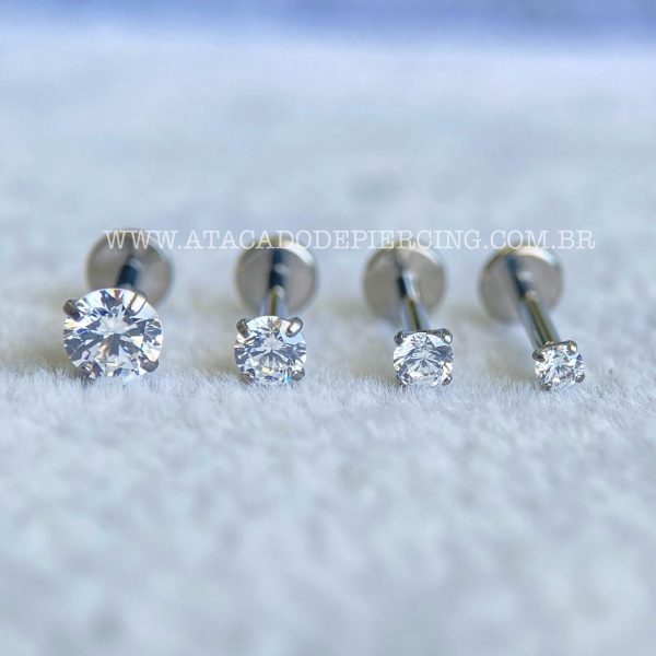 Labret Aço Rosca Interna Zircônia Redonda - Imagem 3