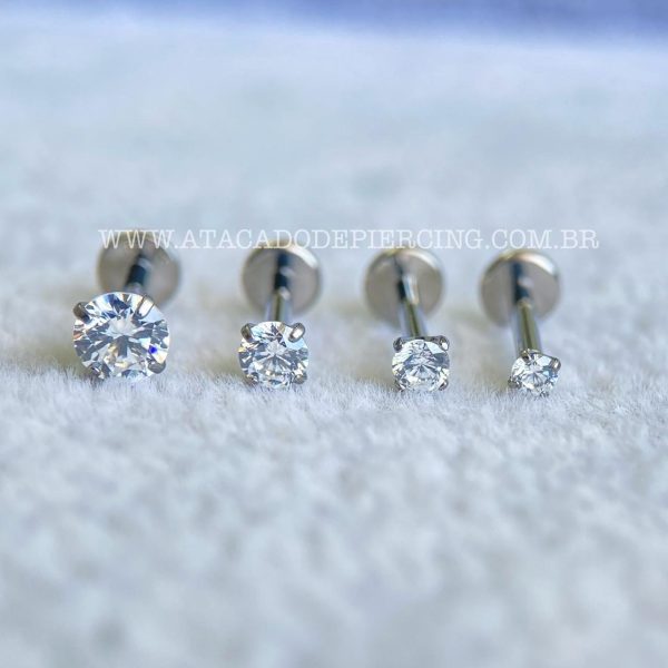 Labret Aço Rosca Interna Zircônia Redonda - Imagem 4