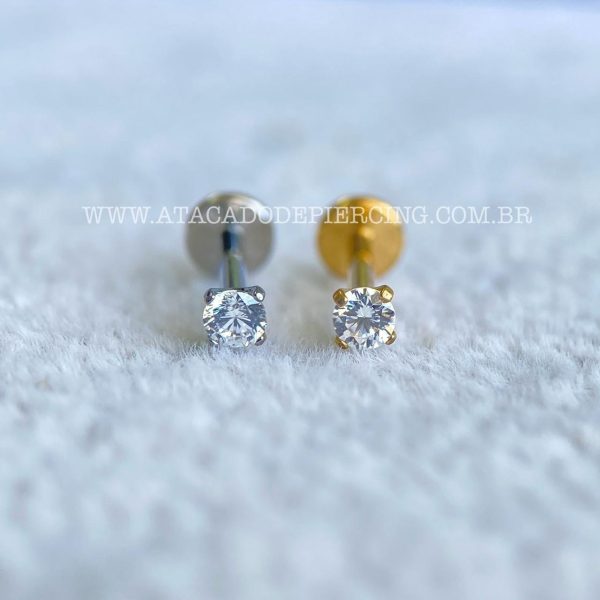 Labret Aço Rosca Interna Zircônia Redonda - Imagem 1