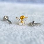 Labret Rosca Interna Titânio Borboleta Zircônias - Imagem 3