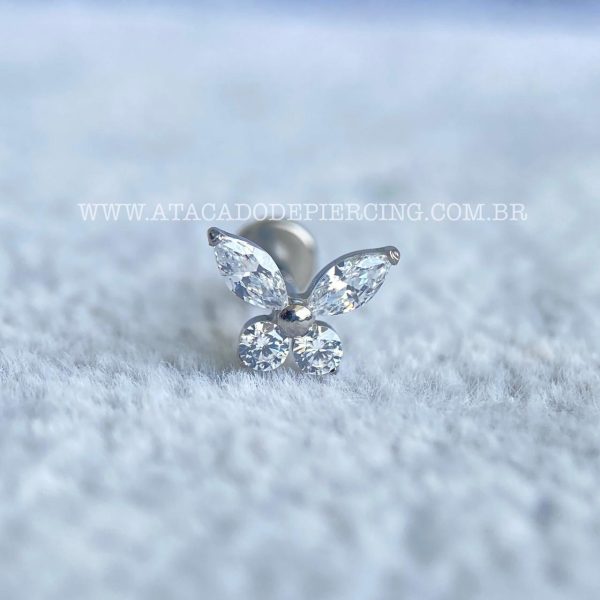 Labret Rosca Interna Titânio Borboleta Zircônias - Imagem 4