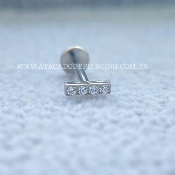 Labret Aço Rosca Interna Barrinha Zircônias - Imagem 3