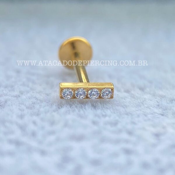 Labret Aço Rosca Interna Barrinha Zircônias - Imagem 4