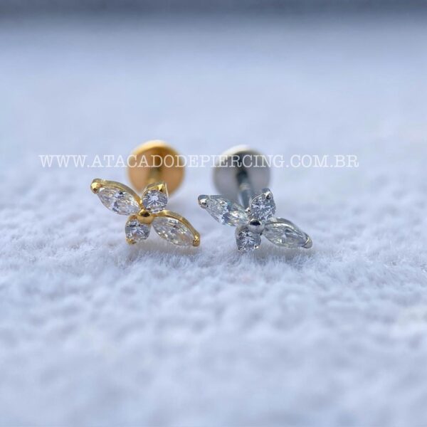 Labret Aço Rosca Interna Zircônias - Imagem 1