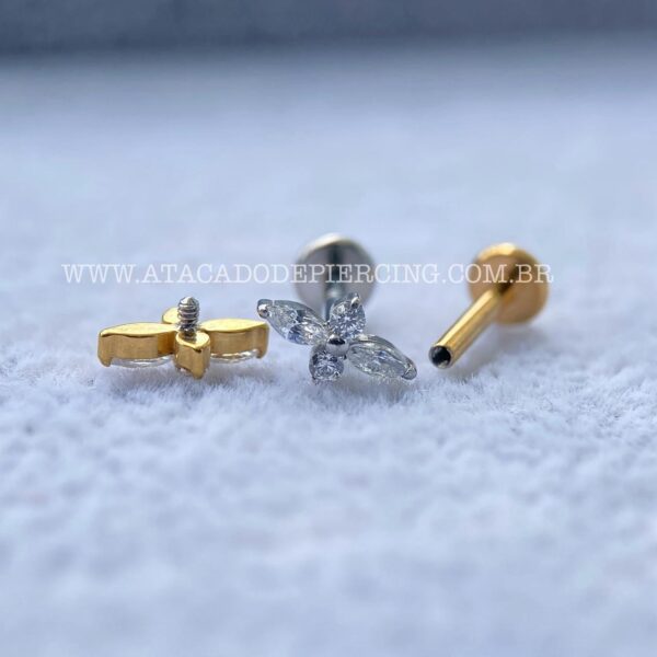 Labret Aço Rosca Interna Zircônias - Imagem 2