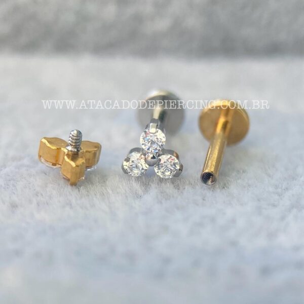 Labret Aço Rosca Interna Trinity Zircônias - Imagem 2