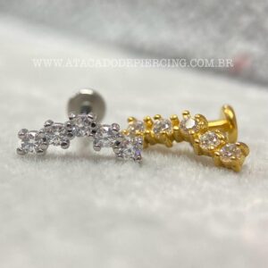 Labret Aço Rosca Interna Cluster Zircônias