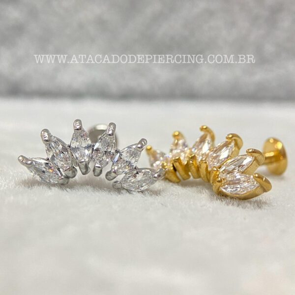 Labret Aço Rosca Interna Cluster Zircônias - Imagem 1
