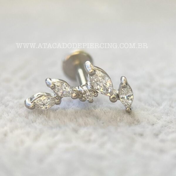 Labret Aço Rosca Interna Cluster Zircônias - Imagem 3