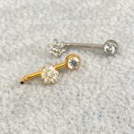 Piercing Intimo Titânio Flor Zircônias Rosca Interna