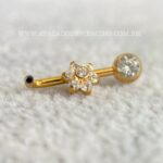 Piercing Intimo Titânio Flor Zircônias Rosca Interna - Imagem 2