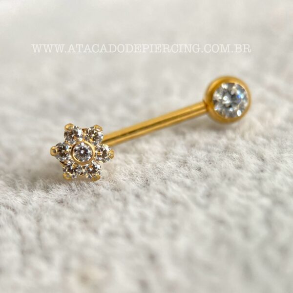 Piercing Intimo Titânio Flor Zircônias Rosca Interna - Imagem 6