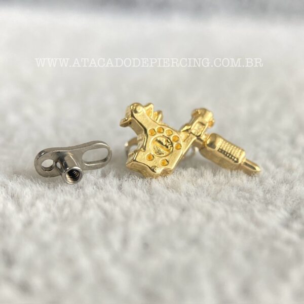Kit Microdermal Titanio Topo Ouro 18K Maquina De Tatuagem - Imagem 2