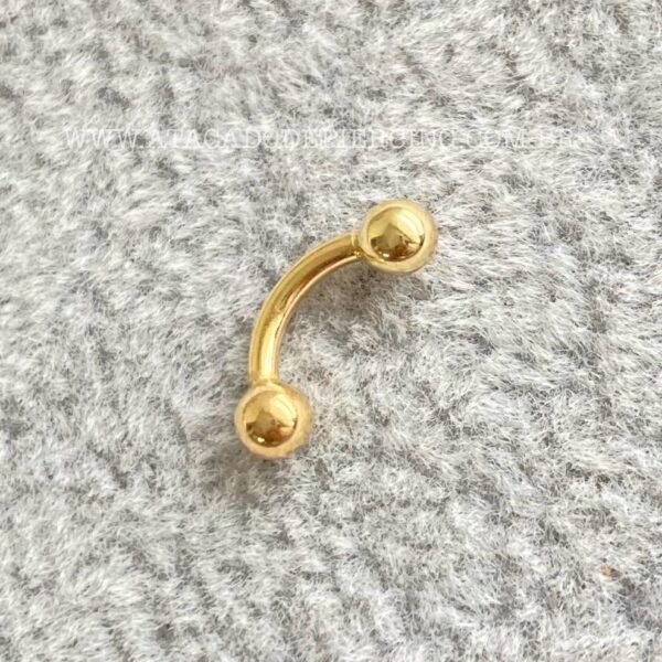 Minibarbell Curvo Ouro 18K - Imagem 1