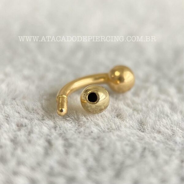 Minibarbell Curvo Ouro 18K - Imagem 2
