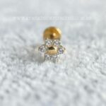 Labret Ouro 18K Flor Zircônias