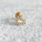 Labret Ouro 18K Coração Zircônias