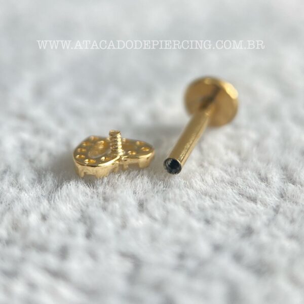 Labret Ouro 18K Coração Zircônias - Imagem 3