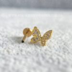 Labret Ouro 18K Borboleta Zircônias - Imagem 2