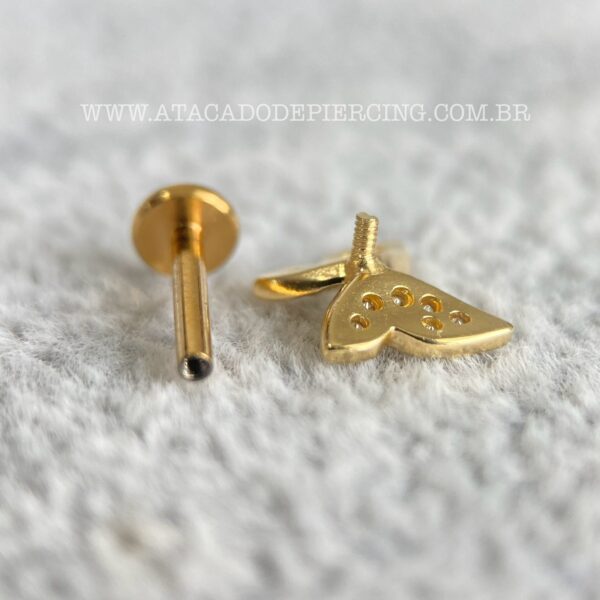 Labret Ouro 18K Borboleta Zircônias - Imagem 3