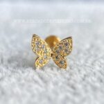 Labret Ouro 18K Borboleta Zircônias
