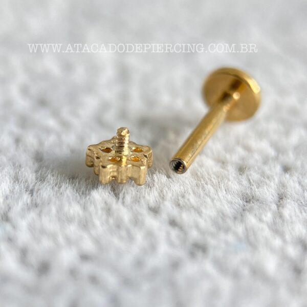 Labret Ouro 18K Flor Zircônias - Imagem 3