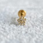 Labret Ouro 18K Flor Zircônias