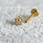 Labret Ouro 18K Flor Zircônias - Imagem 2
