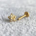 Labret Ouro 18K Flor Zircônias - Imagem 2
