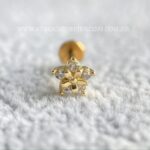 Labret Ouro 18K Flor Zircônias