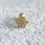 Minibarbell Ouro 18K Flor Zircônias
