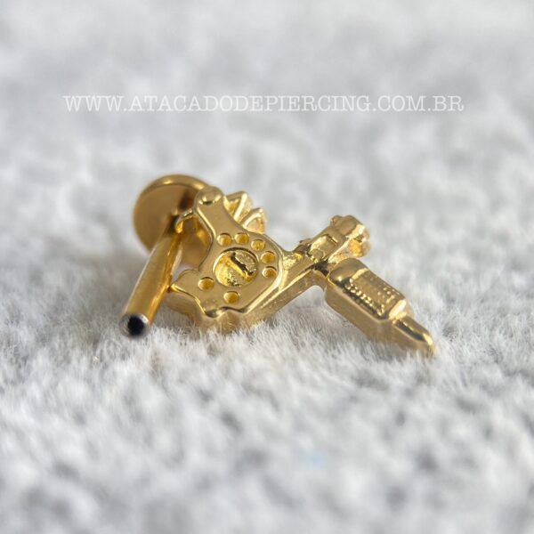 Labret Ouro 18K Marquina de Tatuagem Zircônias - Imagem 2